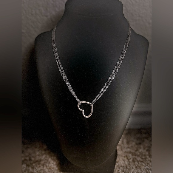 Sterling Silver Multi Strand Heart Pendant necklace. - Picture 1 of 6